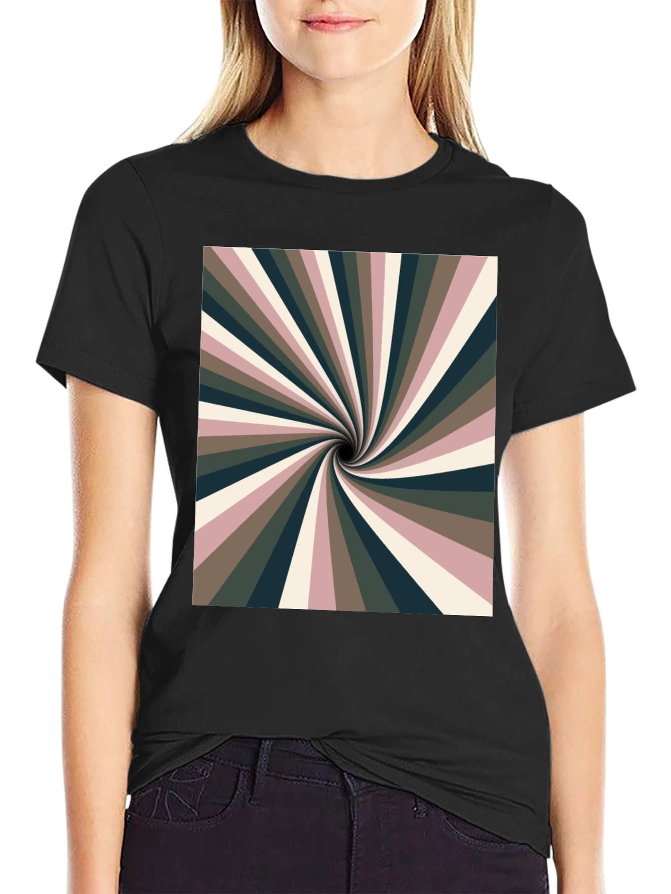 Retro Swirl Graphic Black Tee
