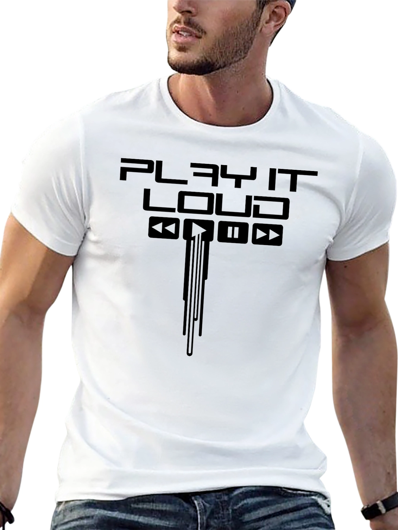 Play It Loud Graphic Tee - Black Cotton Blend