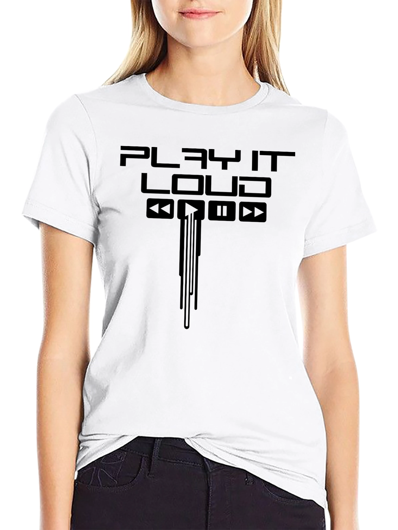 Play It Loud Graphic Tee - Black Cotton Blend