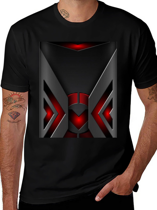 Futuristic Red & Gray Graphic T-Shirt