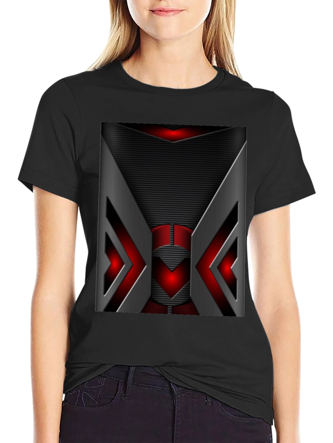 Futuristic Red & Gray Graphic T-Shirt