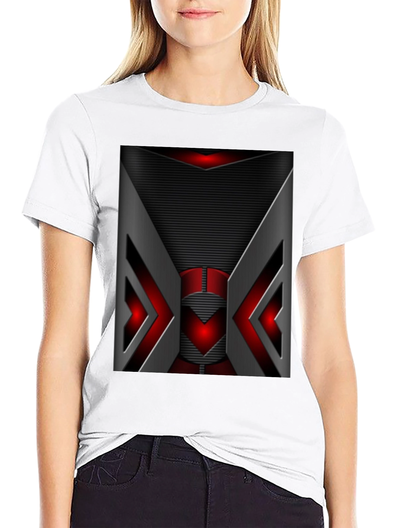Futuristic Red & Gray Graphic T-Shirt
