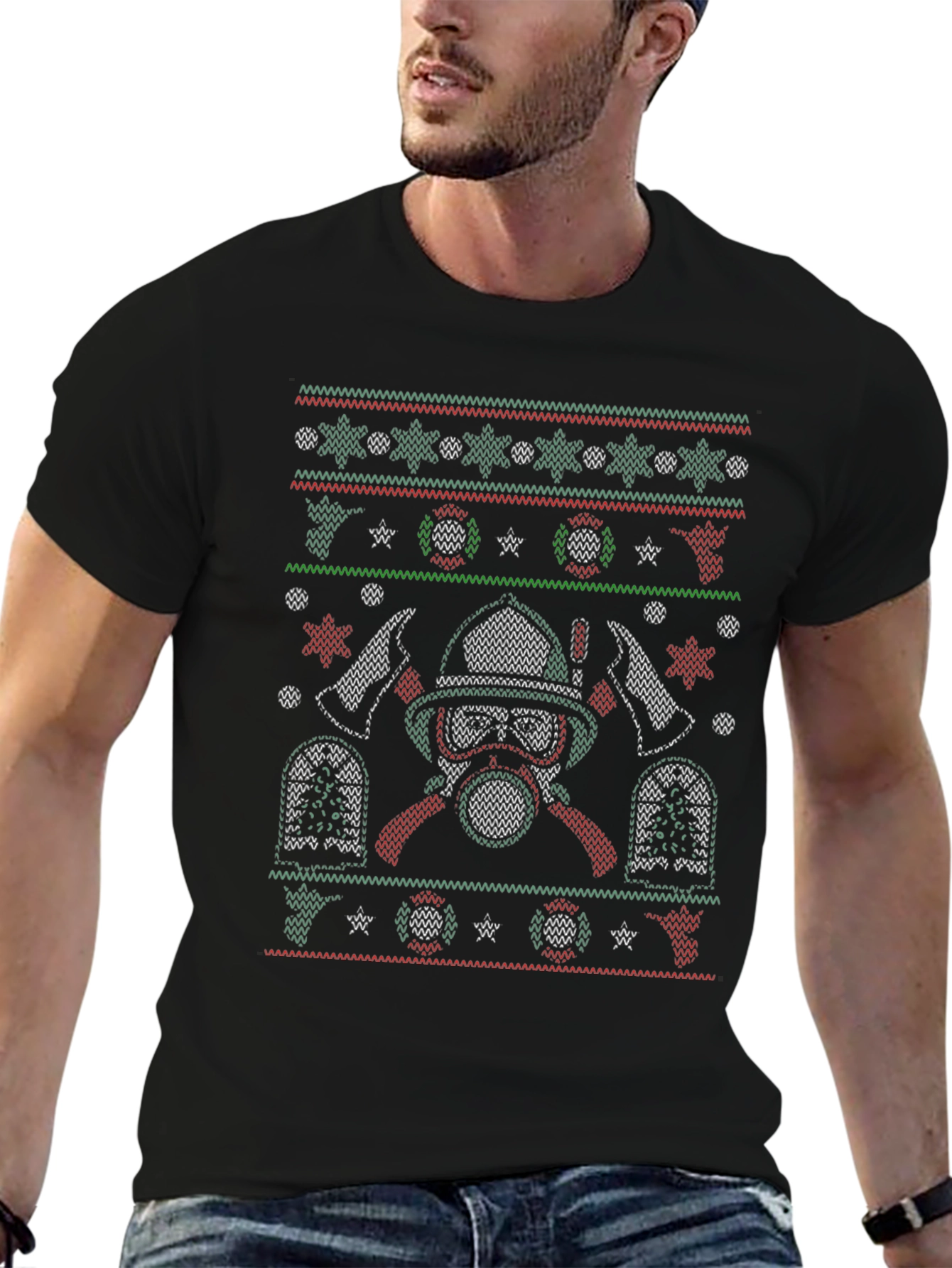 Firefighter Ugly Christmas Sweater T-Shirt