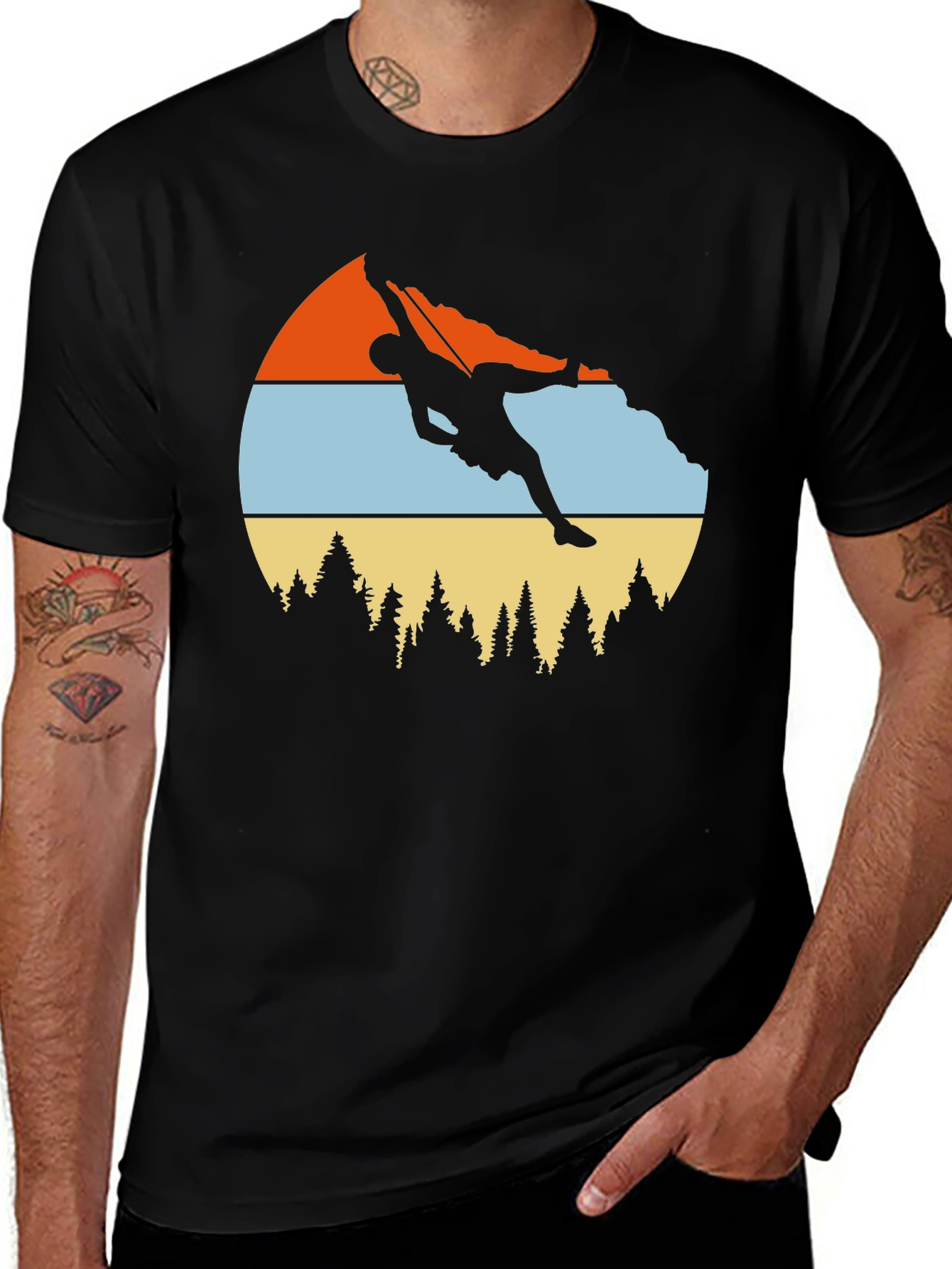 Climbing Graphic Tee - Retro Mountain Design