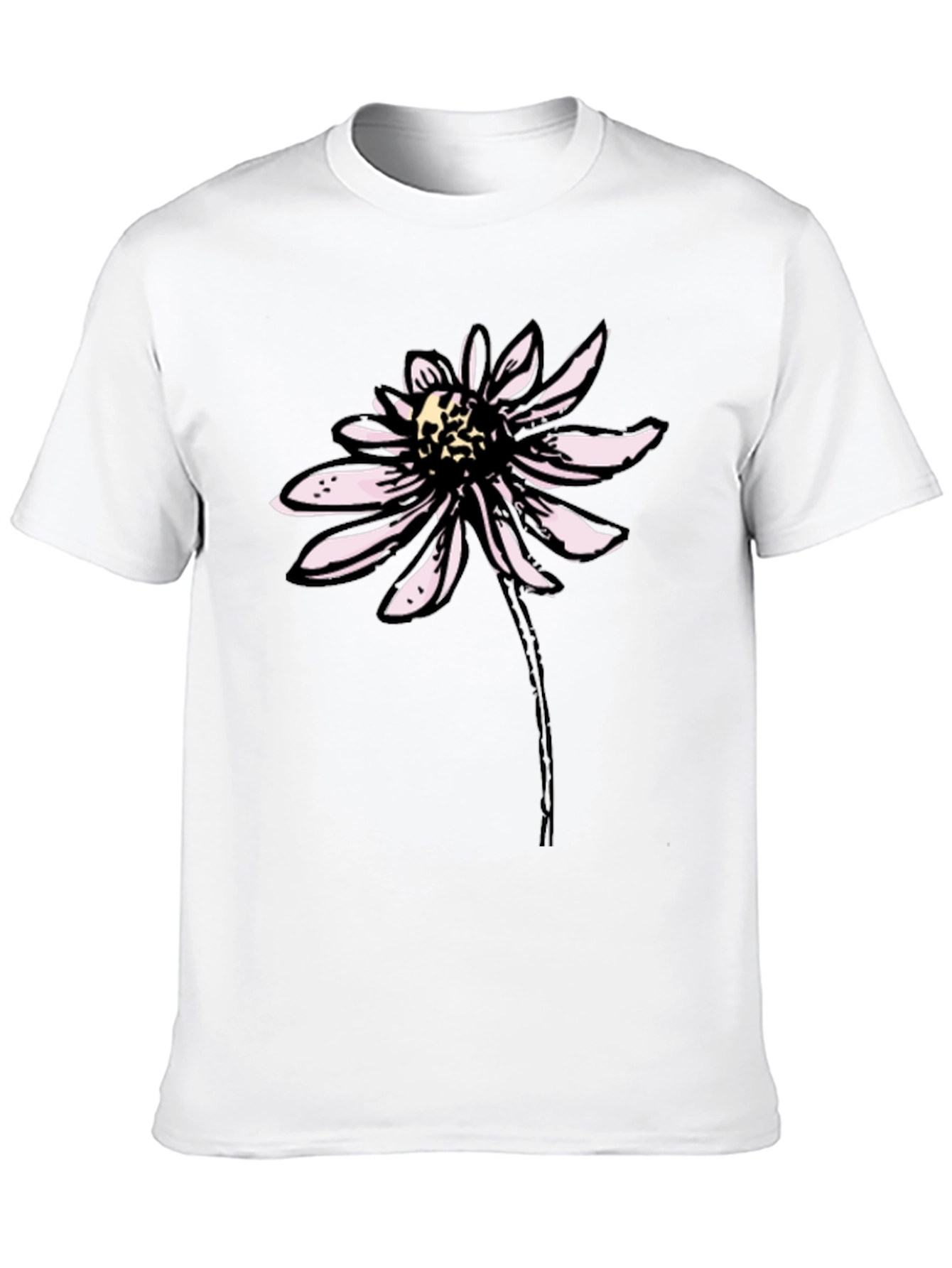 Black T-Shirt with Floral Graphic Print