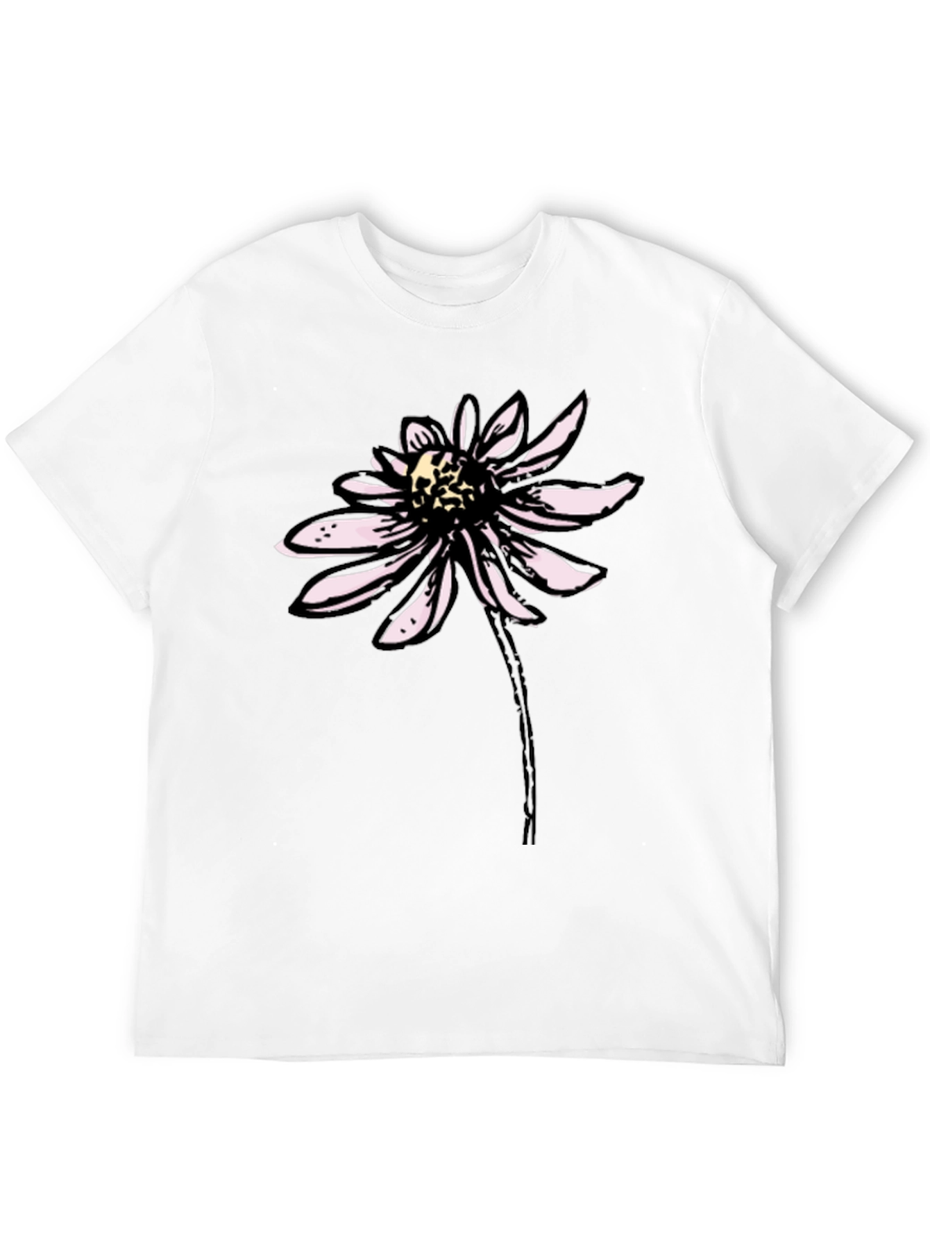Black T-Shirt with Floral Graphic Print