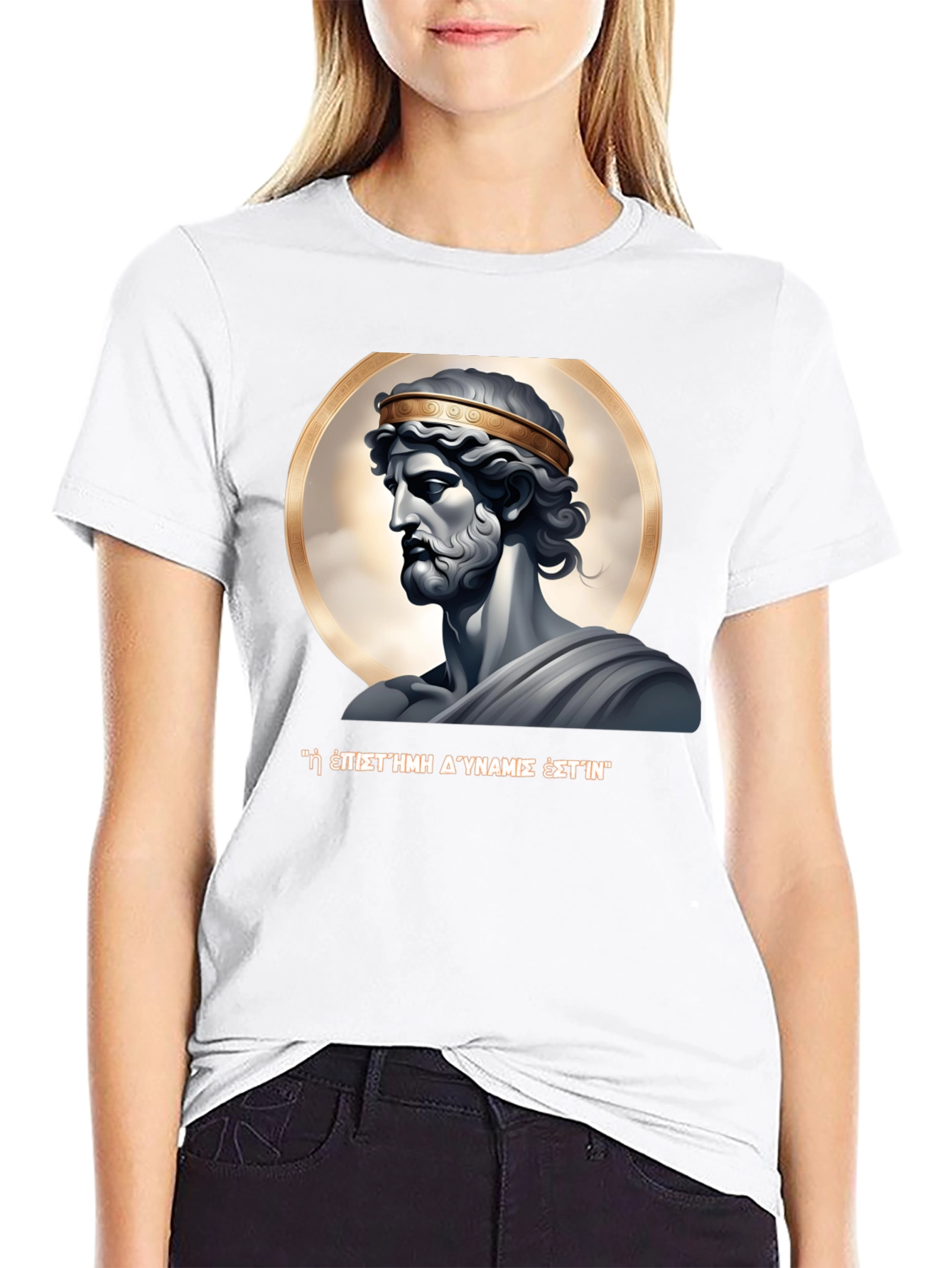 Ancient Greek Statue Graphic Black T-Shirt