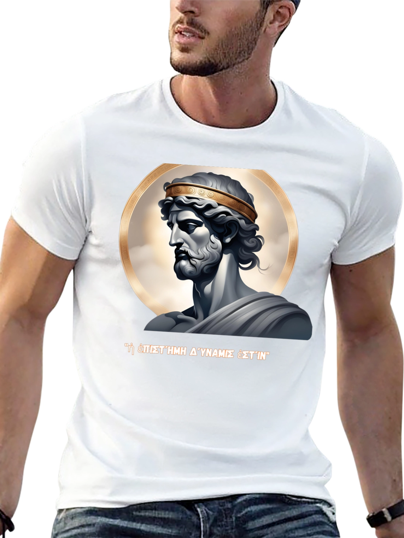 Ancient Greek Statue Graphic Black T-Shirt
