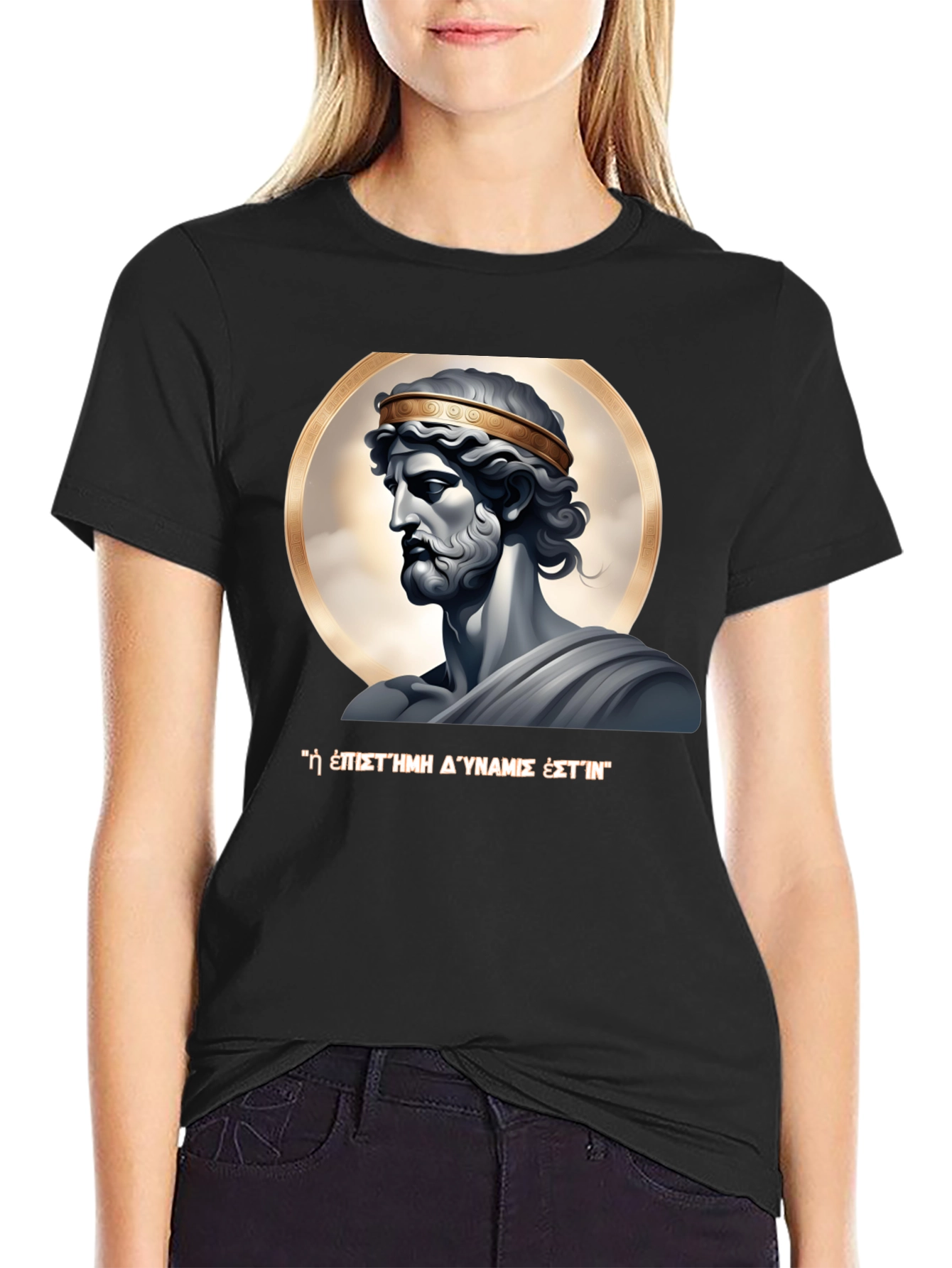 Ancient Greek Statue Graphic Black T-Shirt
