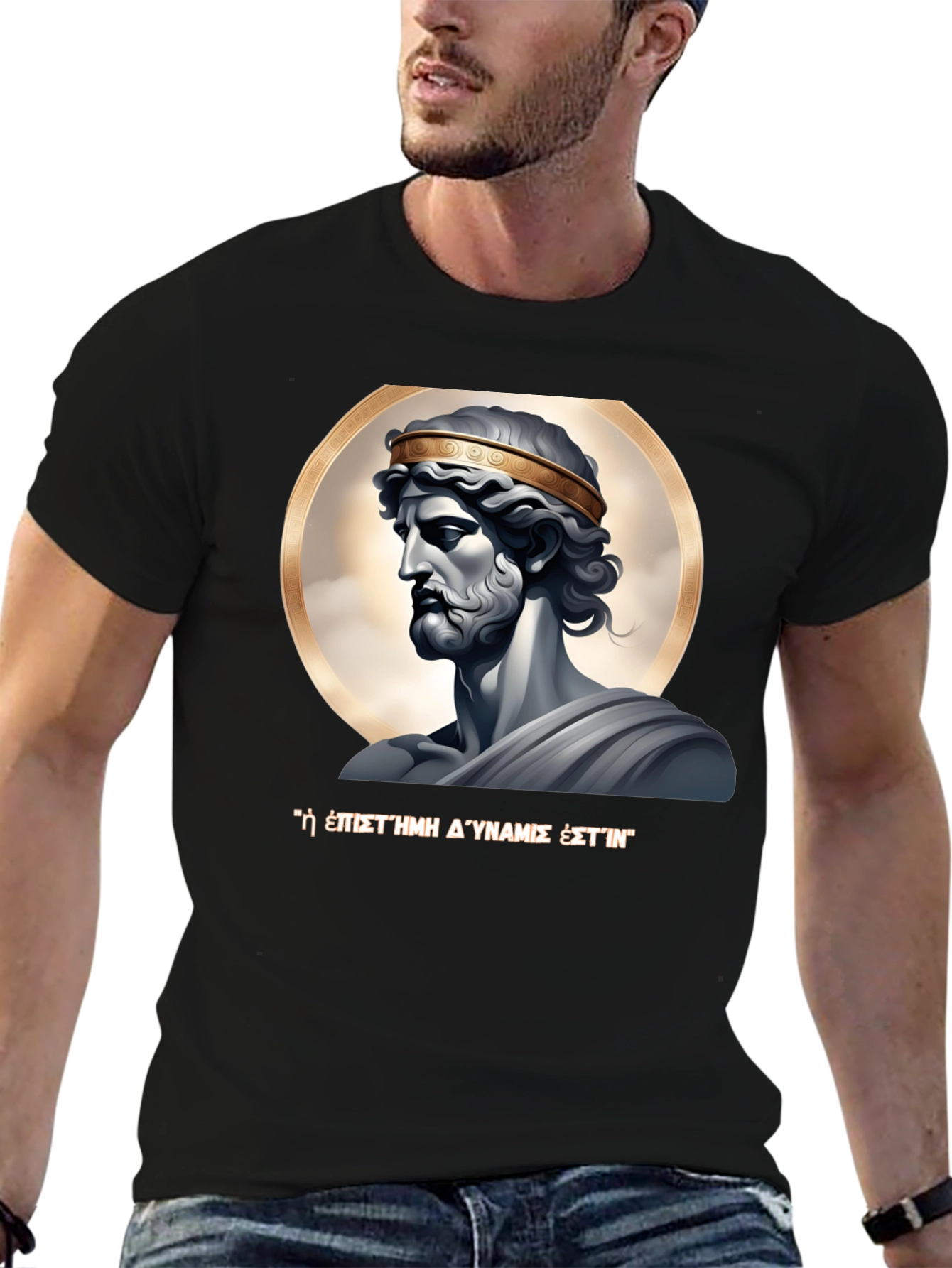 Ancient Greek Statue Graphic Black T-Shirt