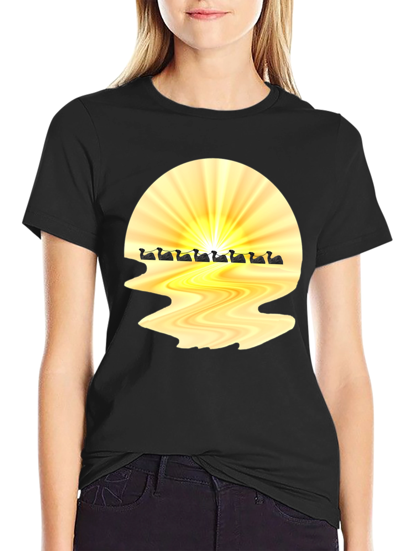 Sunrise Duck Row Black T-Shirt