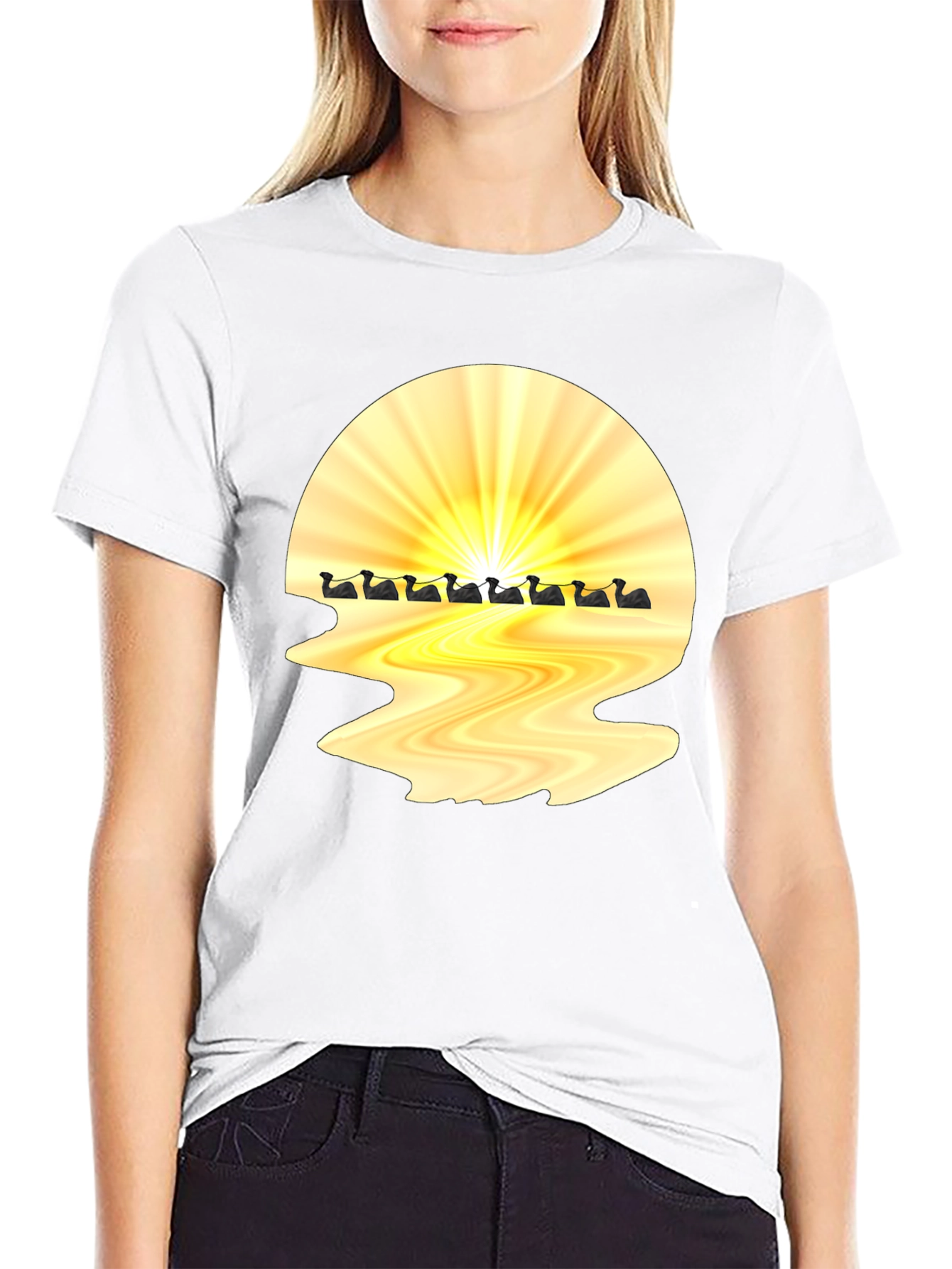 Sunrise Duck Row Black T-Shirt
