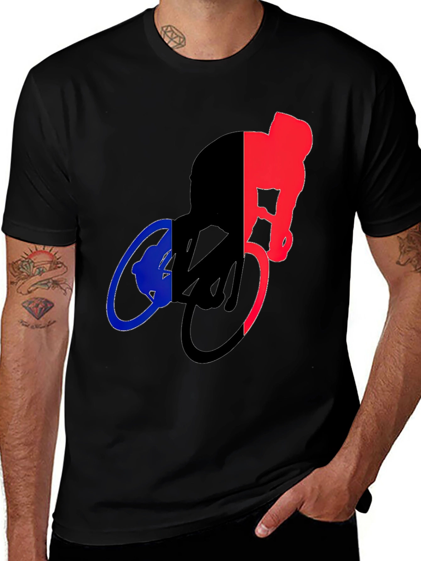 Cycling Silhouette Graphic Tee - Sporty Black T-Shirt