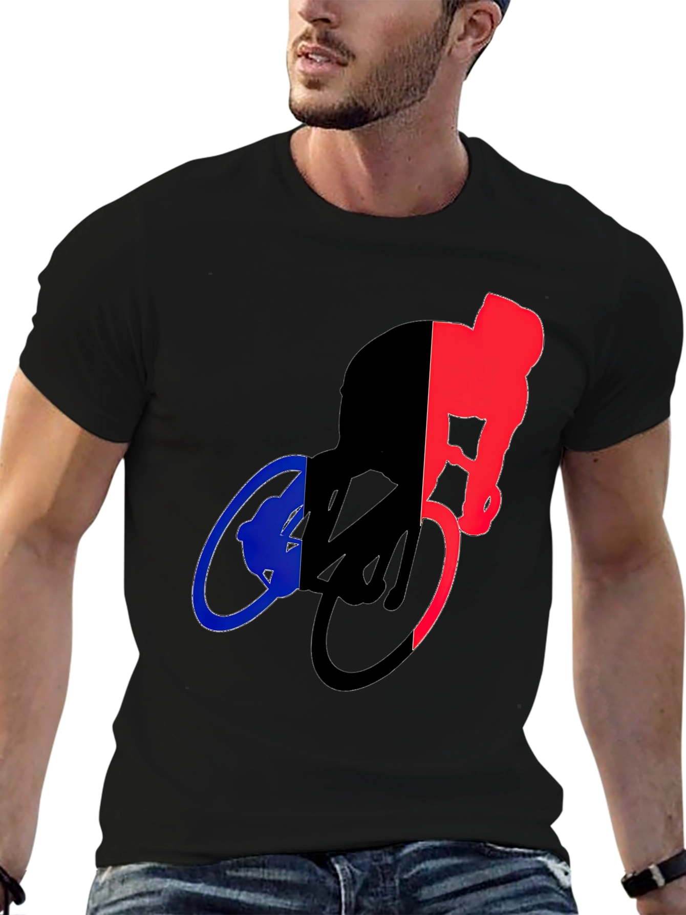 Cycling Silhouette Graphic Tee - Sporty Black T-Shirt