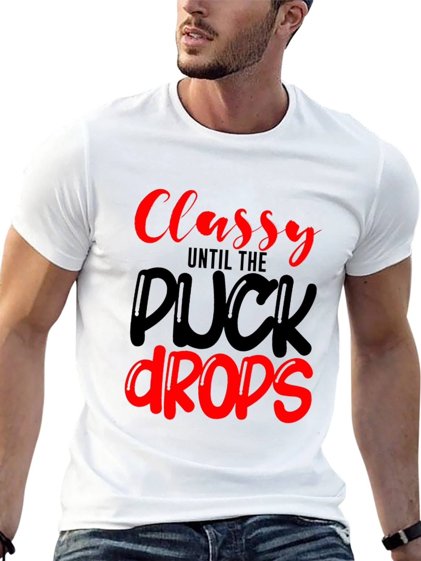 Classy Until The Puck Drops Black Graphic Tee