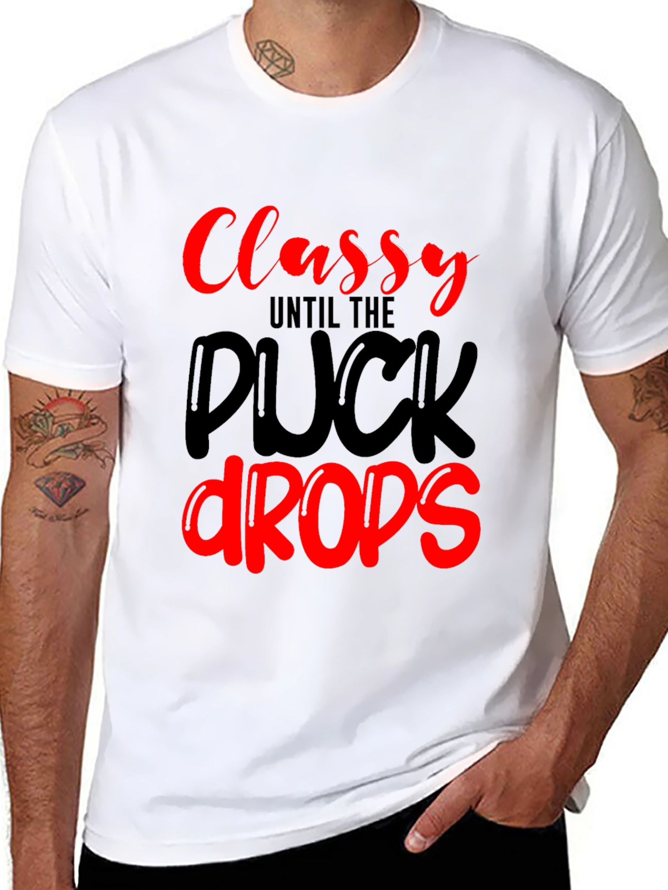 Classy Until The Puck Drops Black Graphic Tee