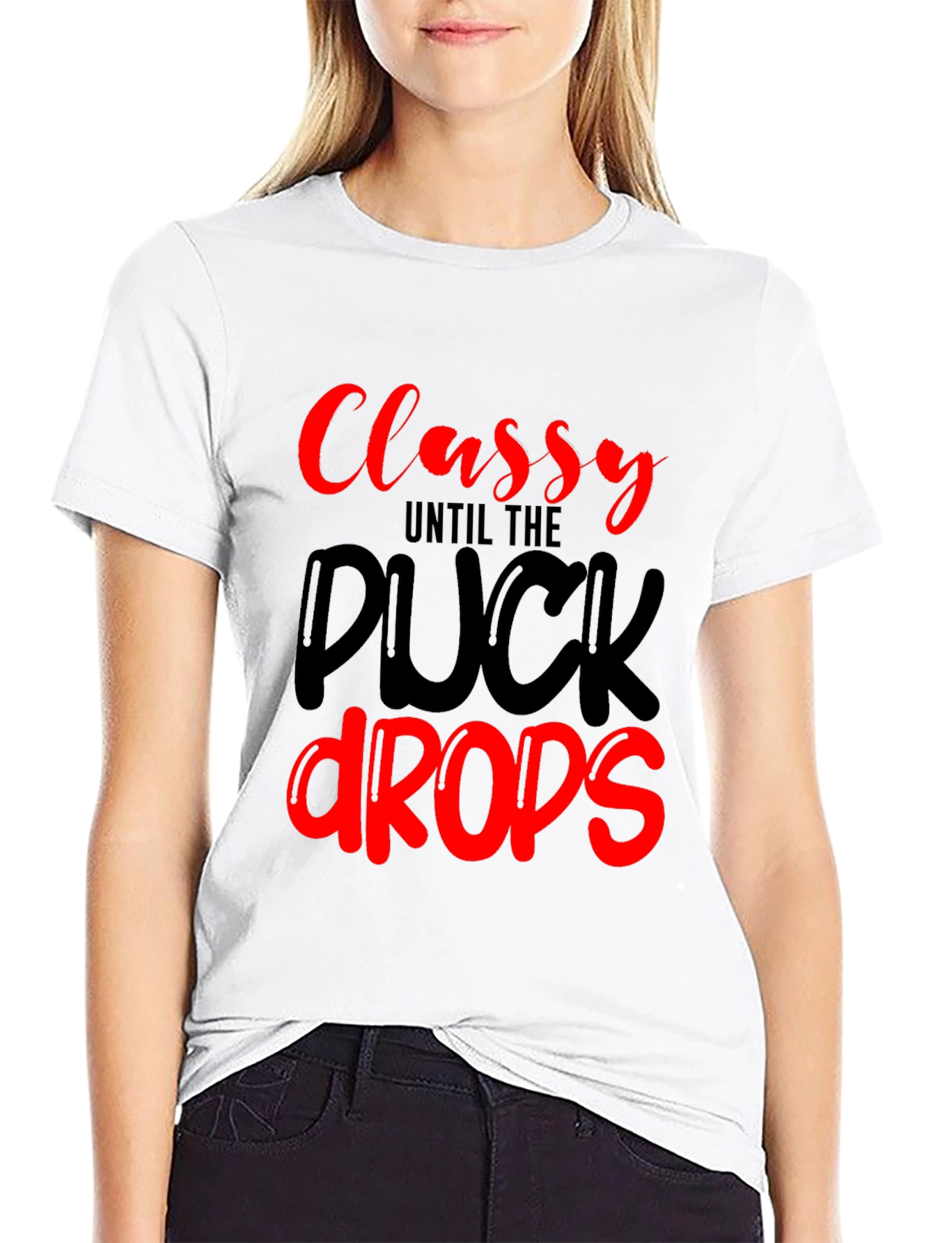 Classy Until The Puck Drops Black Graphic Tee