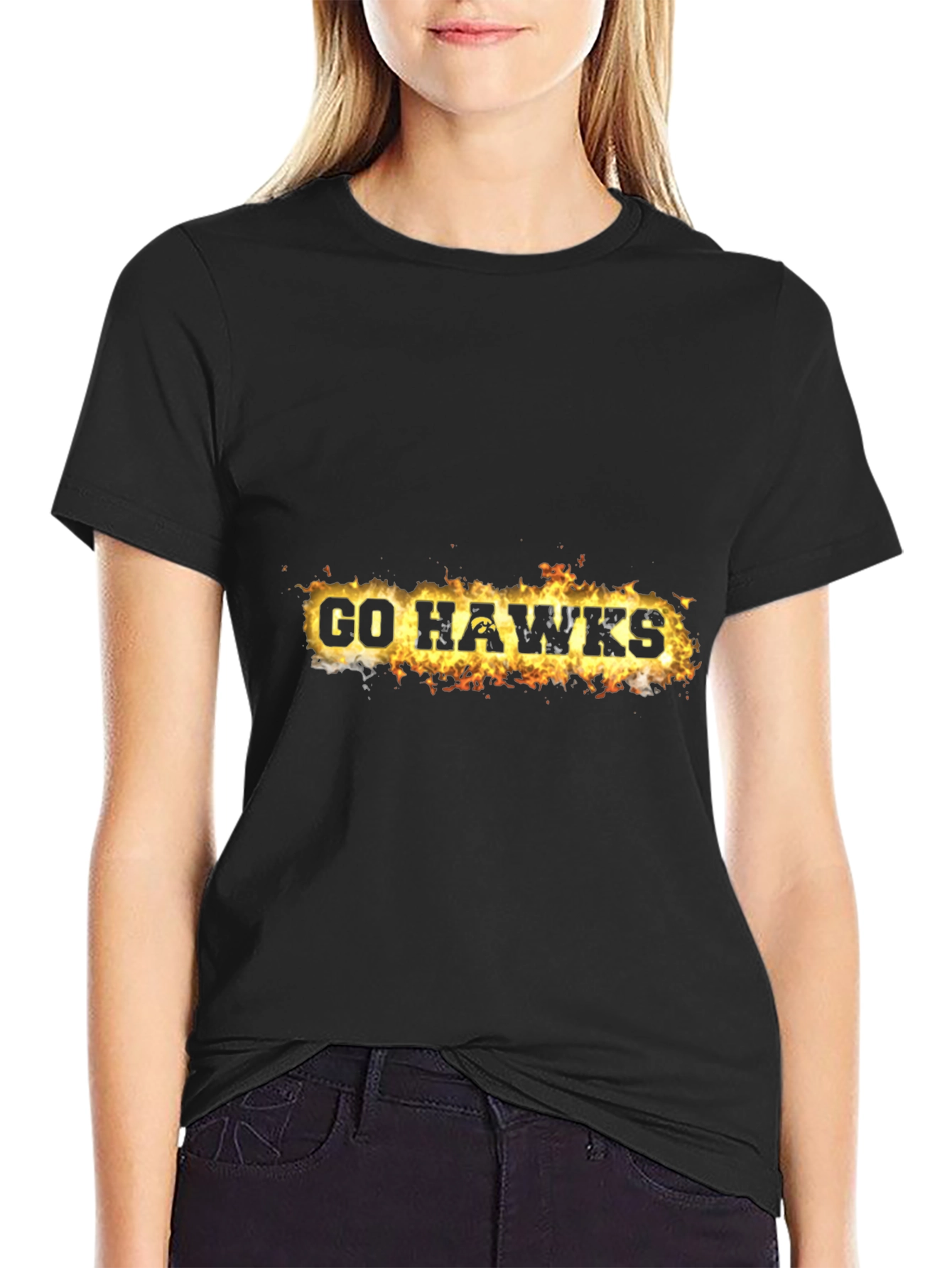 Go Hawks Flaming Text Graphic Tee