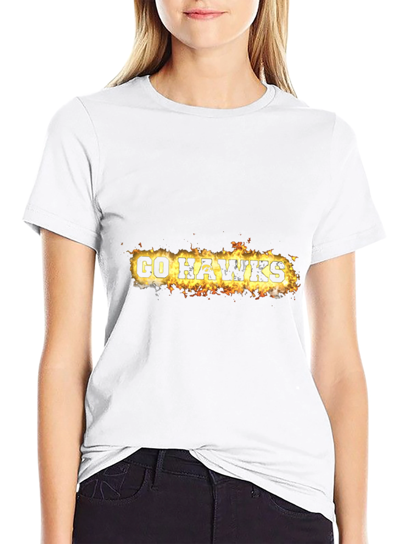 Go Hawks Flaming Text Graphic Tee