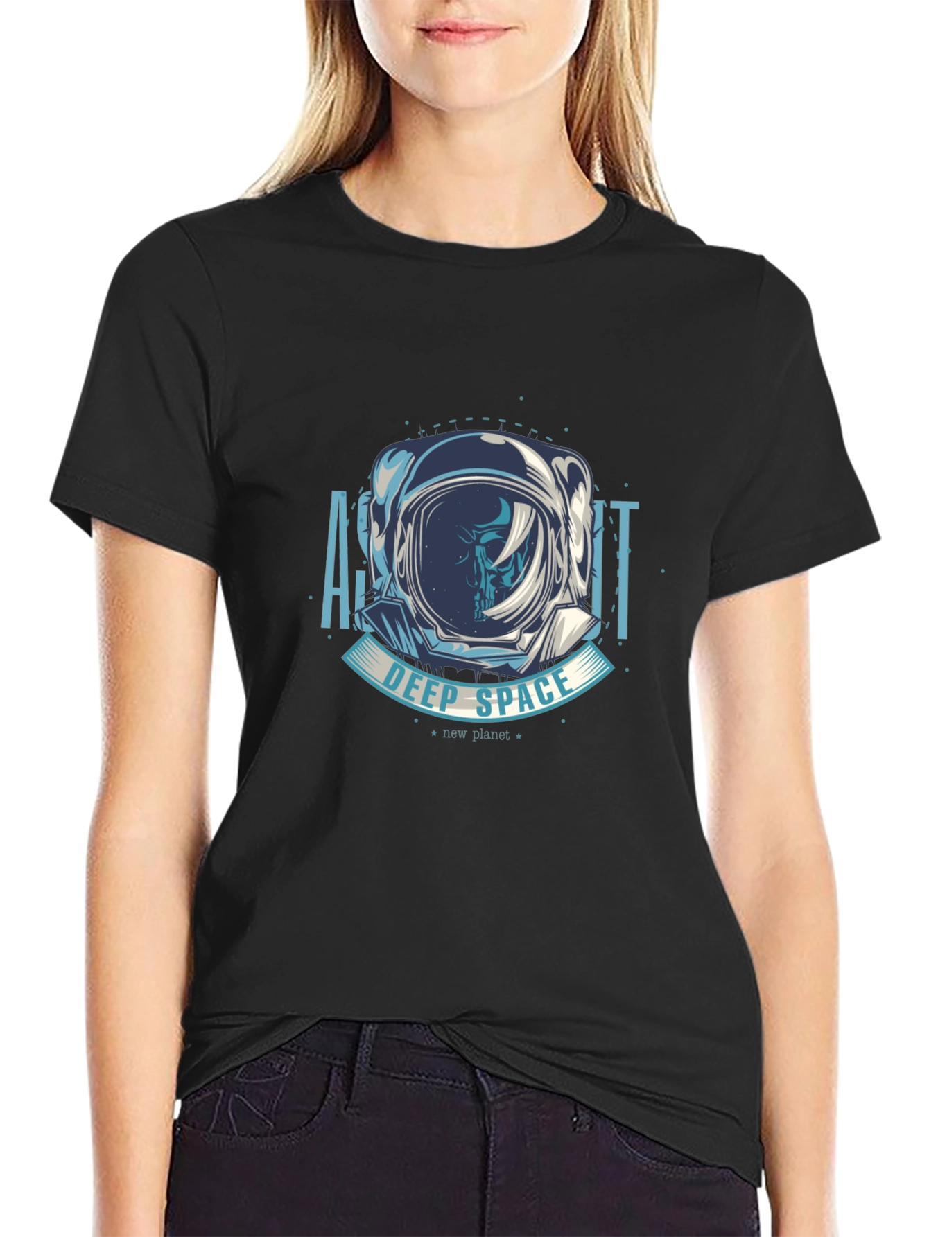 Astronaut Deep Space Graphic T-Shirt - Black
