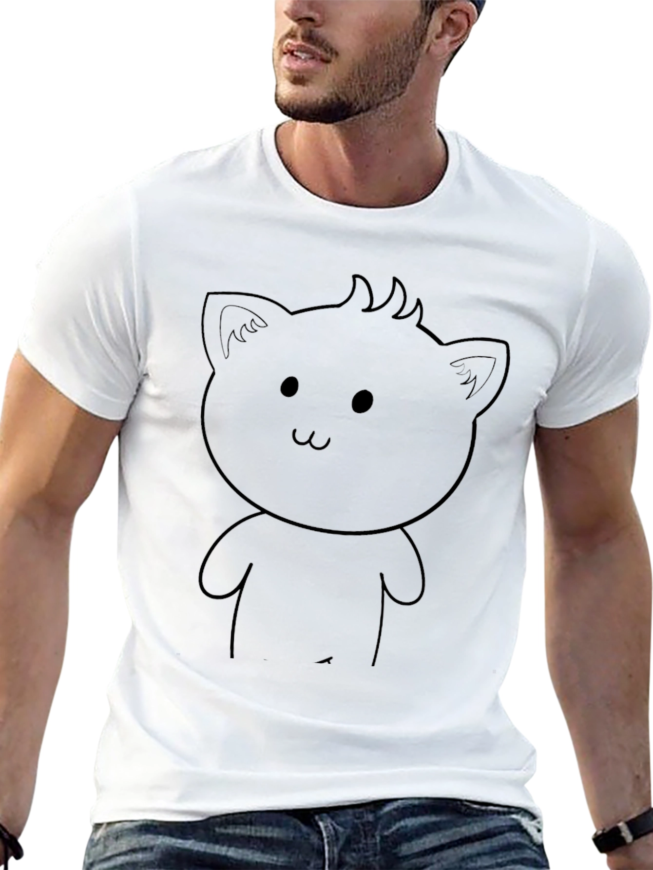 Cute Cat Graphic Black T-Shirt