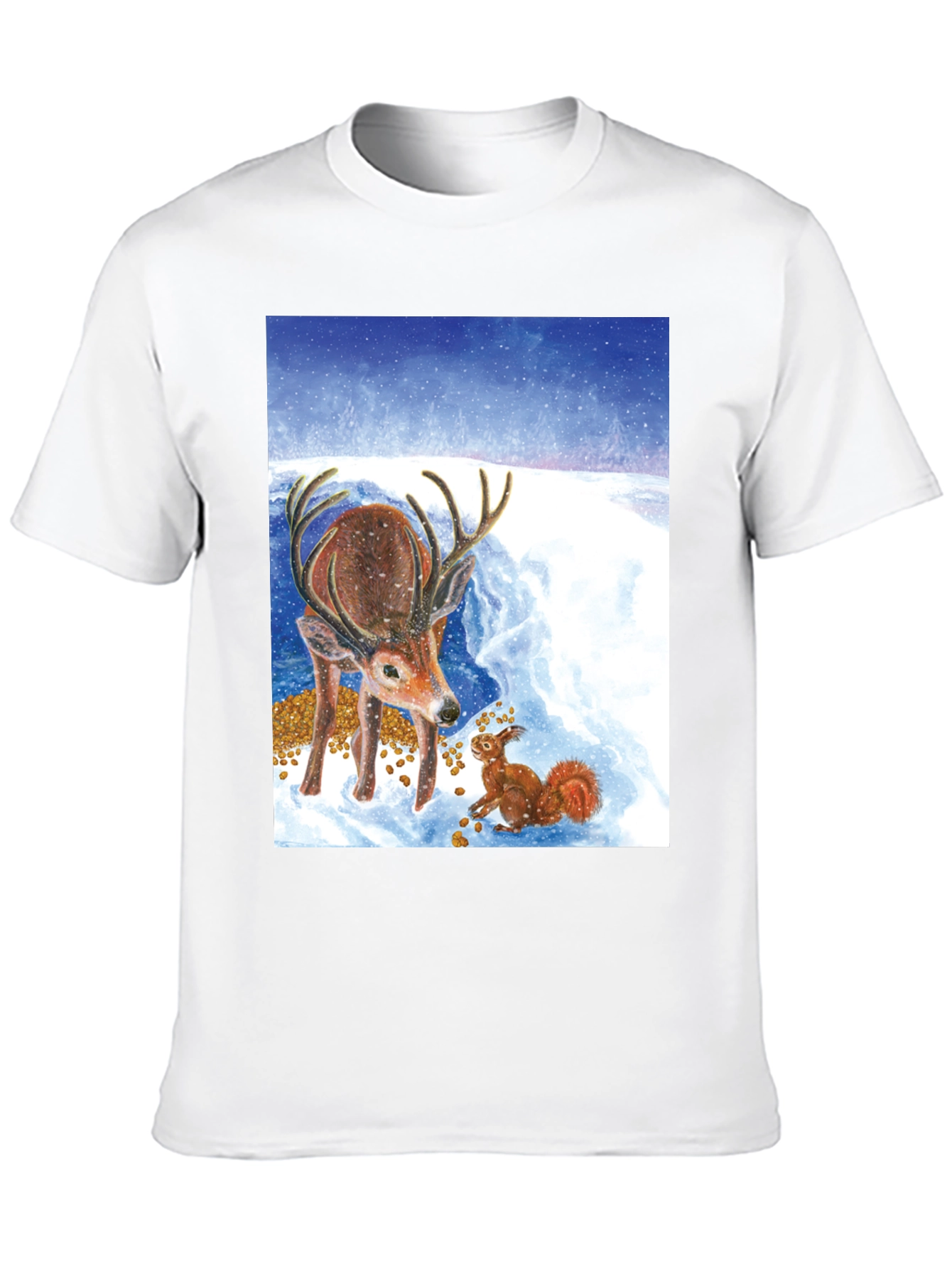 Winter Deer and Squirrel Graphic Tee