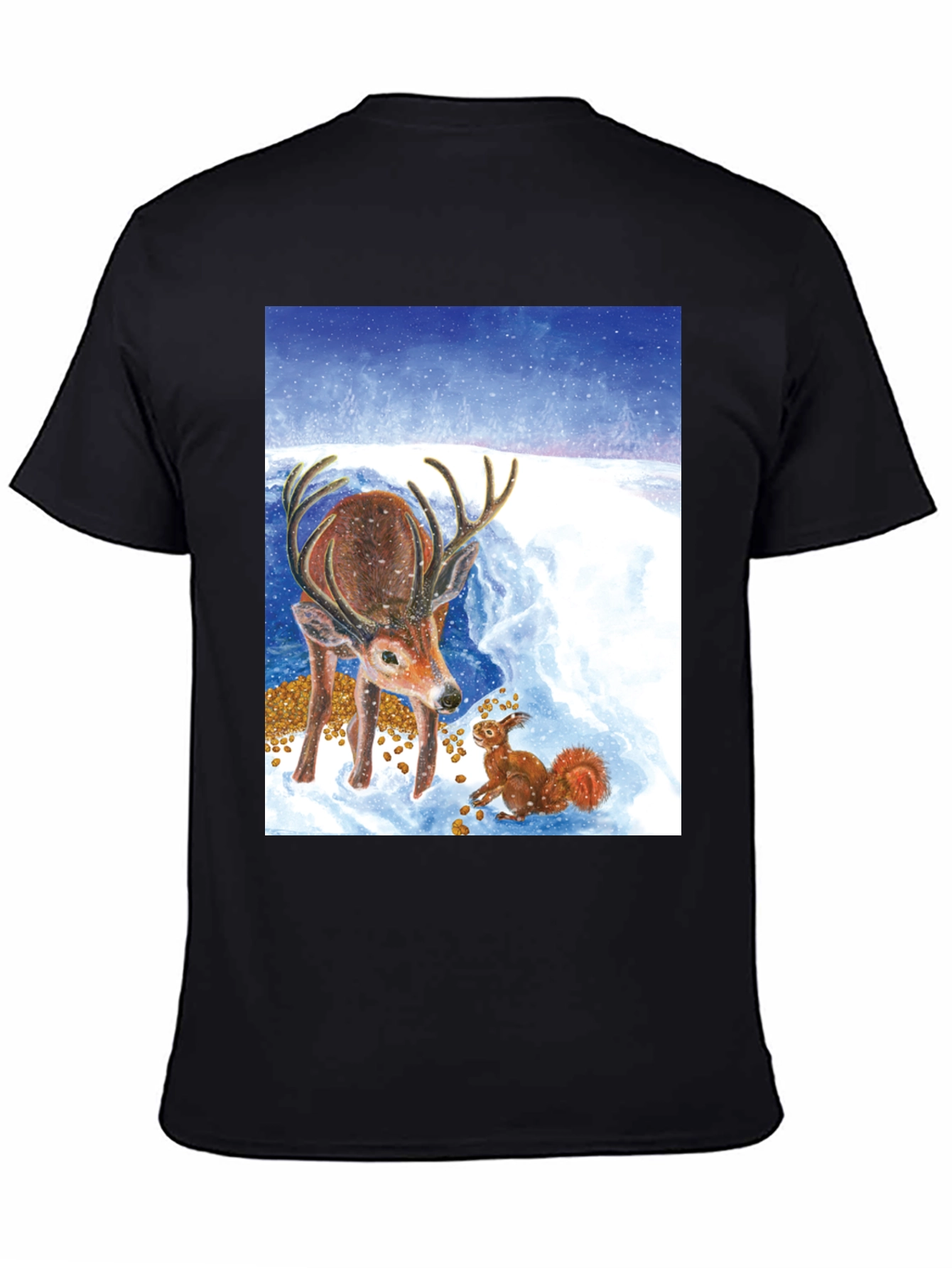 Winter Deer and Squirrel Graphic Tee
