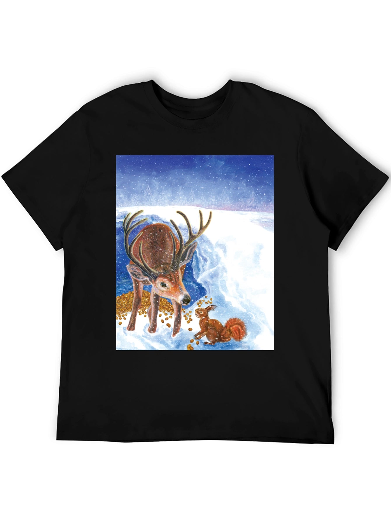 Winter Deer and Squirrel Graphic Tee