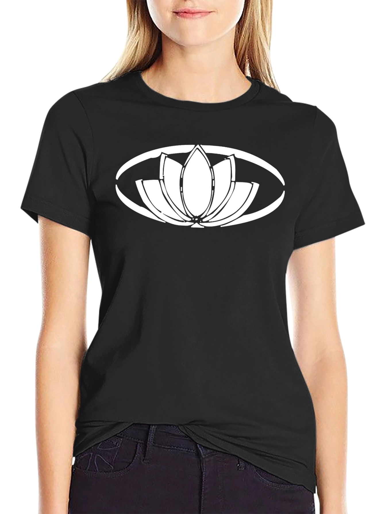 Lotus Flower Graphic Tee - Black