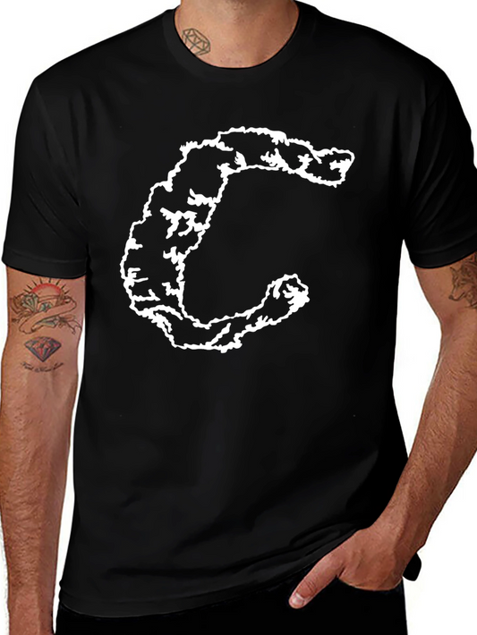 Black T-Shirt with Distressed C Graphic