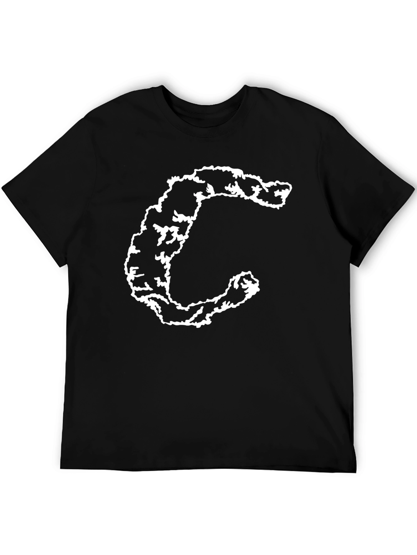 Black T-Shirt with Distressed C Graphic