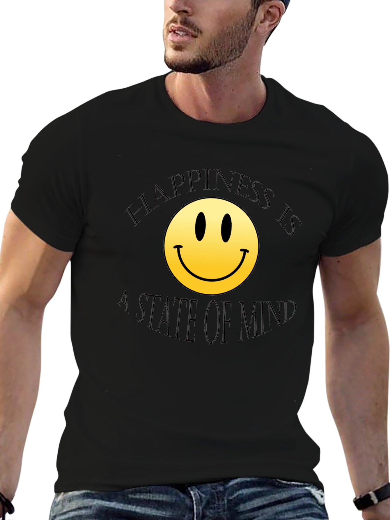 Happiness State of Mind Black T-Shirt