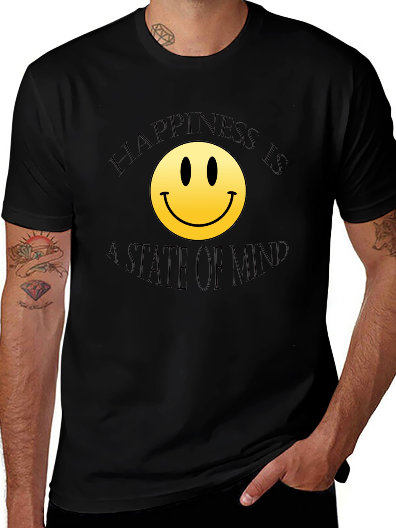 Happiness State of Mind Black T-Shirt