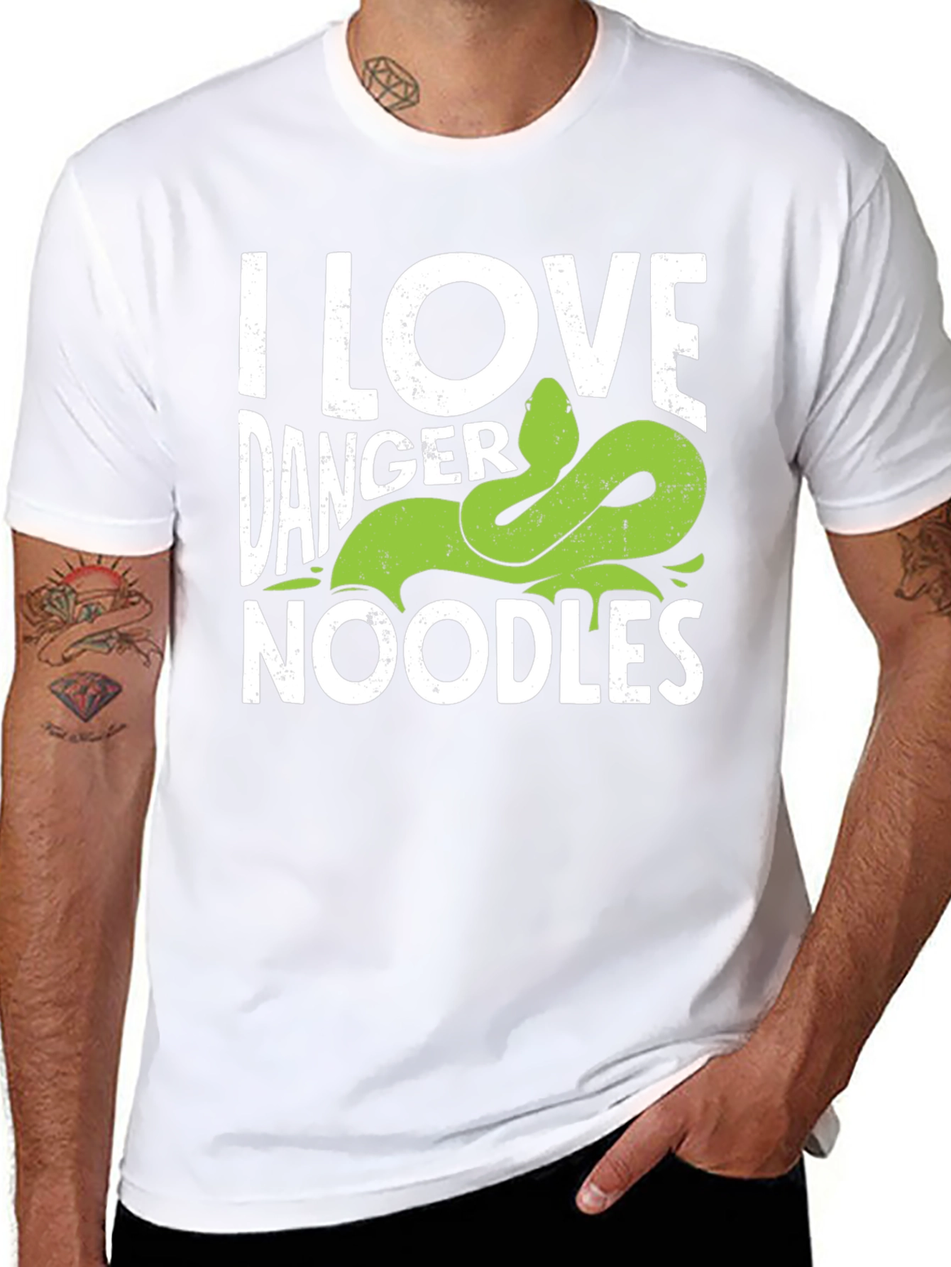 I Love Danger Noodles Snake Graphic T-Shirt