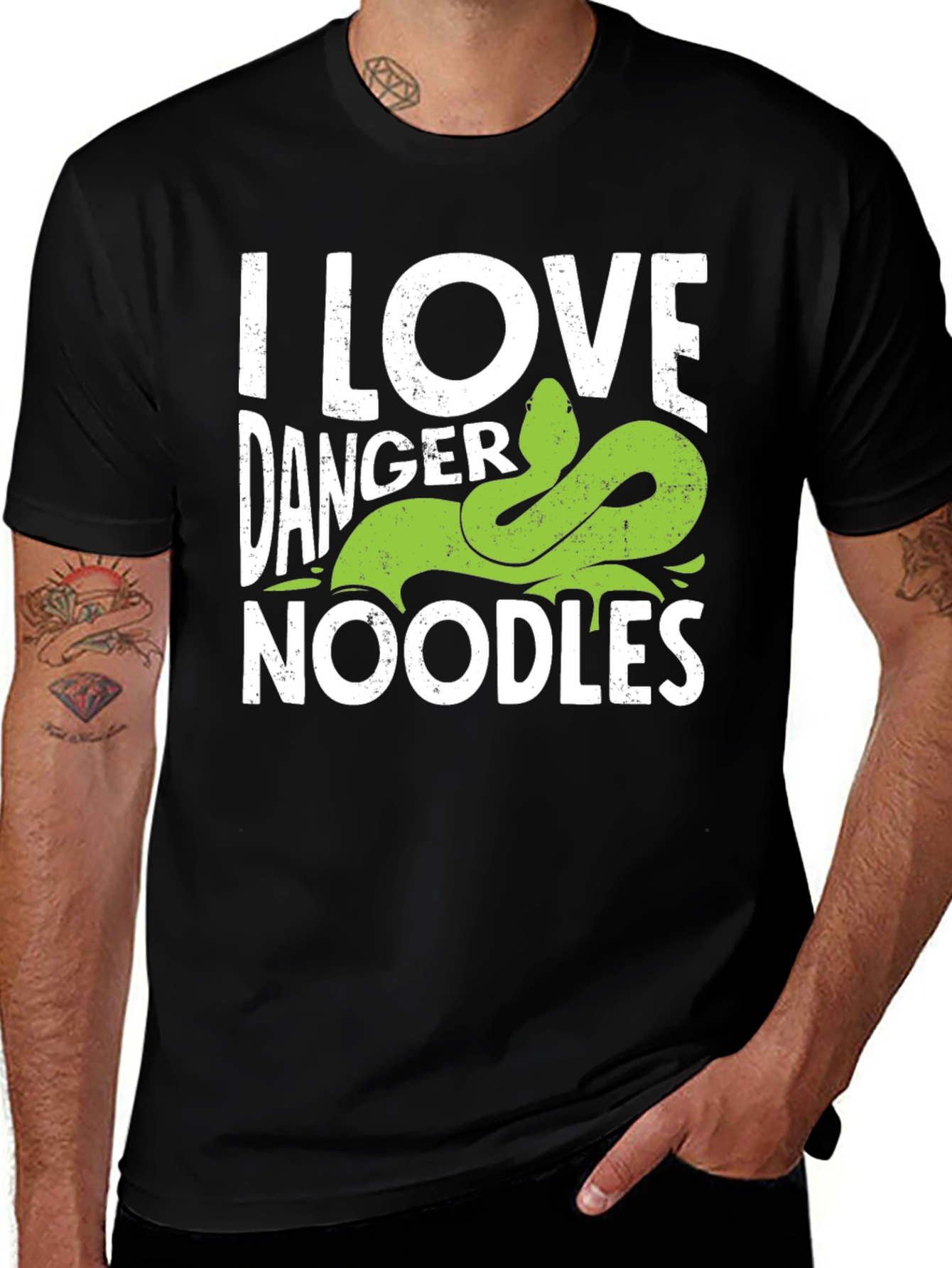 I Love Danger Noodles Snake Graphic T-Shirt