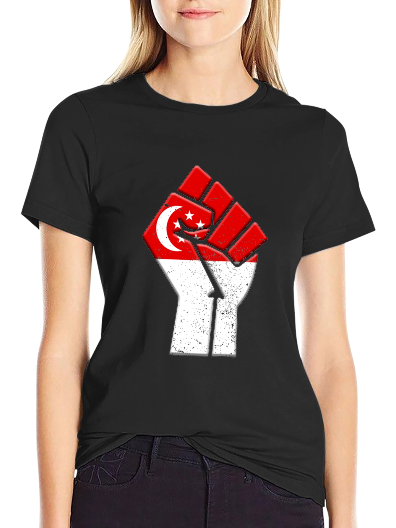 Singapore Flag Fist T-Shirt
