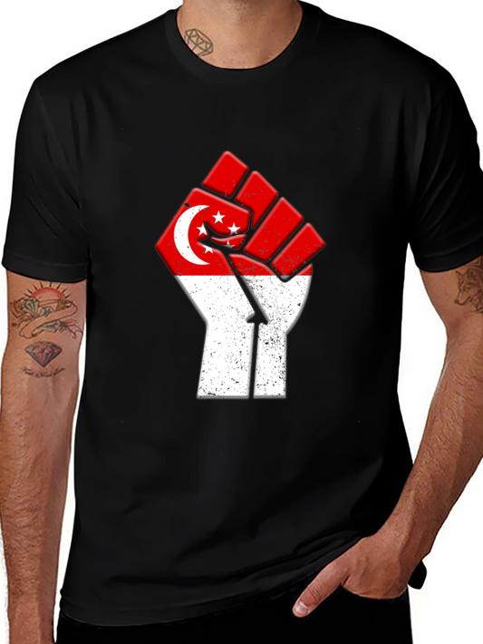 Singapore Flag Fist T-Shirt