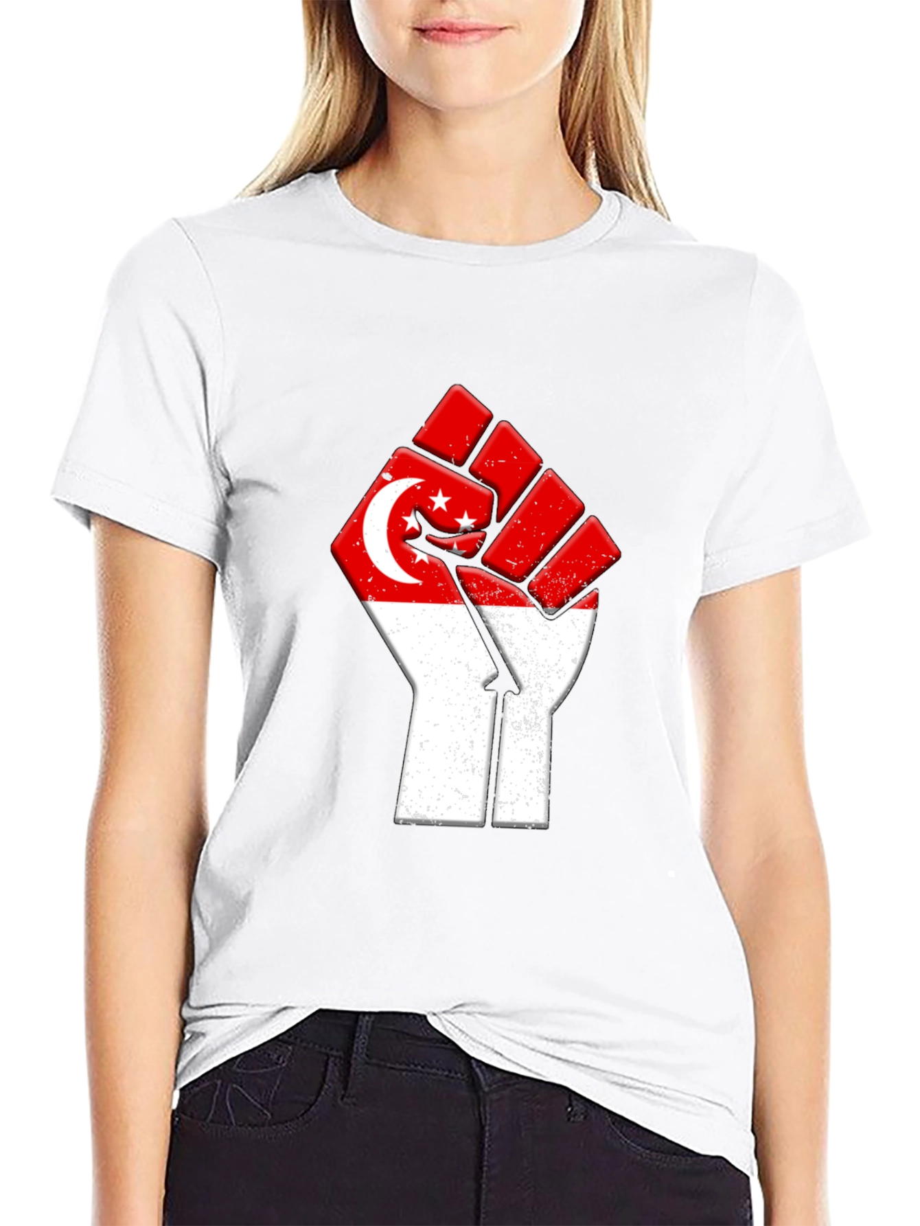 Singapore Flag Fist T-Shirt
