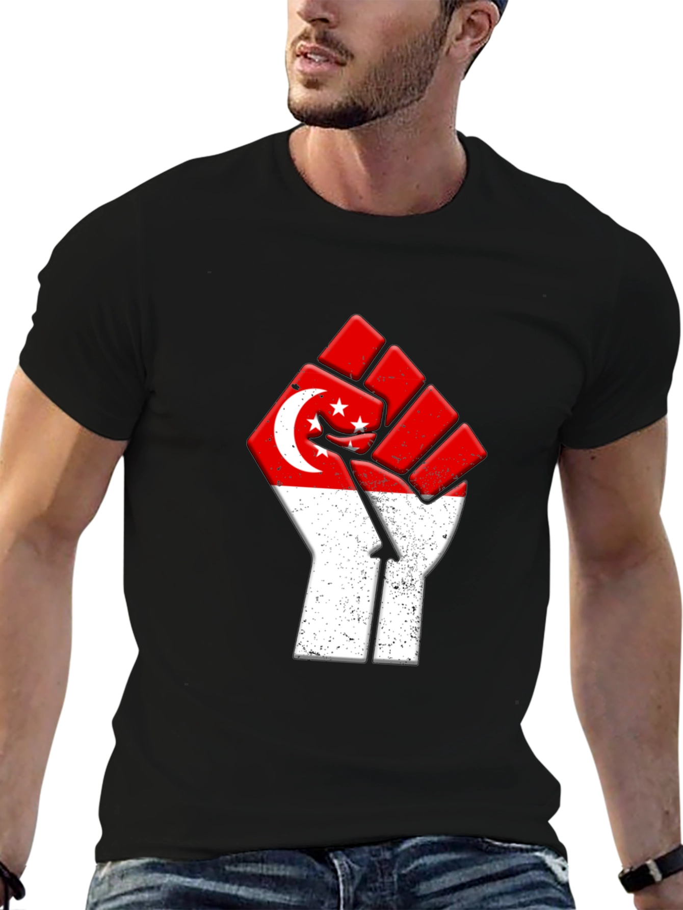 Singapore Flag Fist T-Shirt