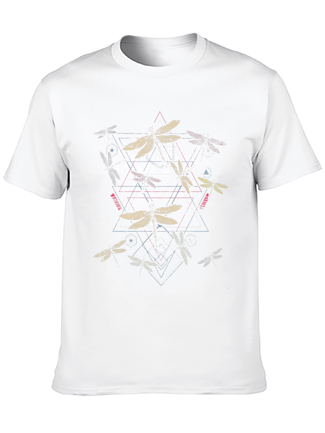 Geometric Dragonfly Graphic Tee - Black