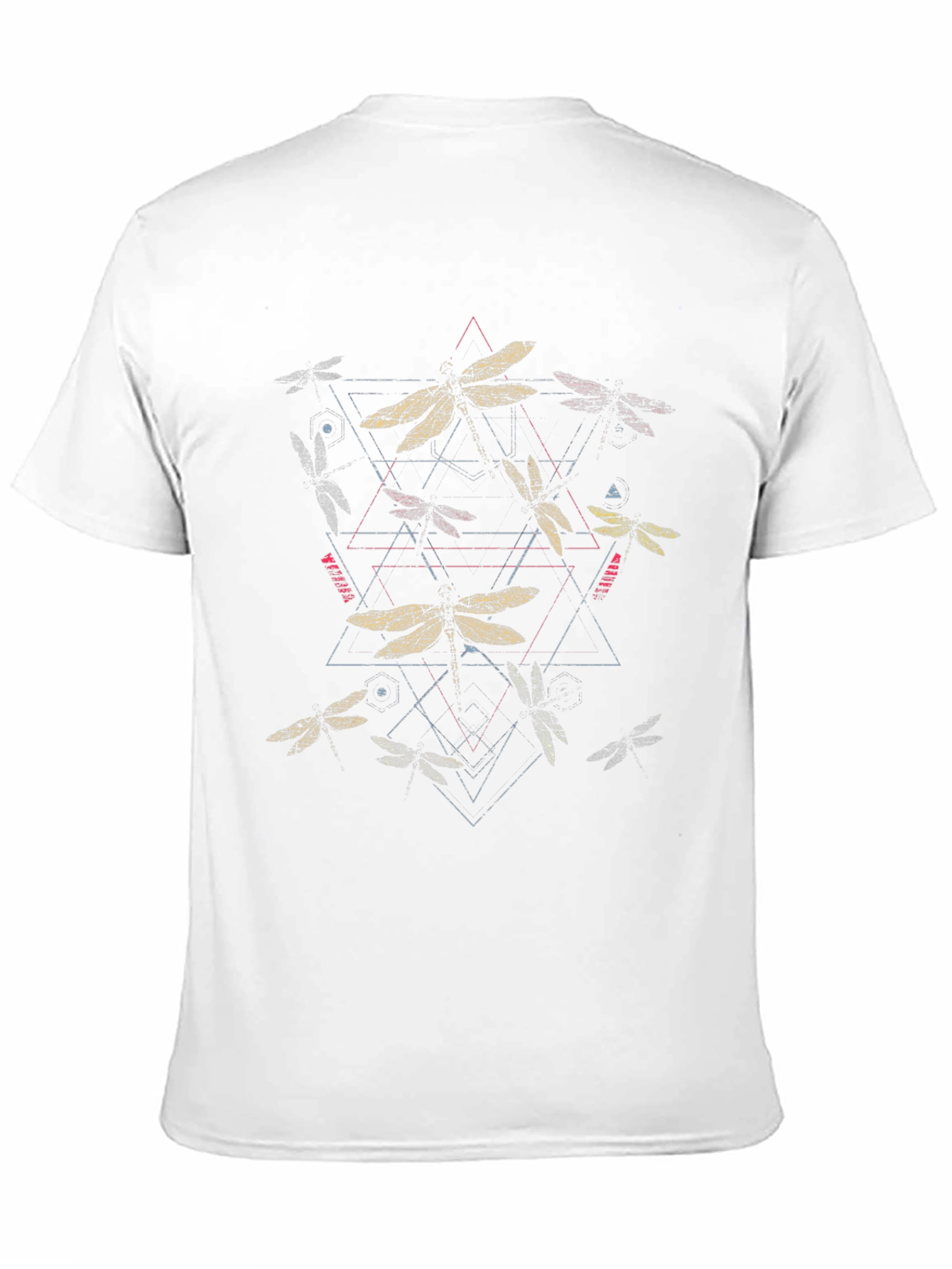 Geometric Dragonfly Graphic Tee - Black