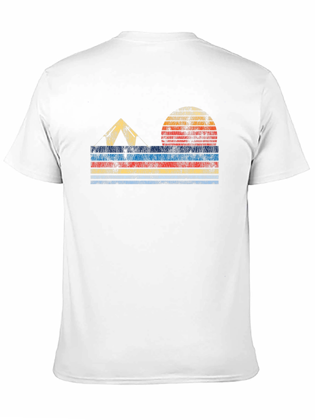 Retro Camping T-Shirt - Tent & Sunset Design