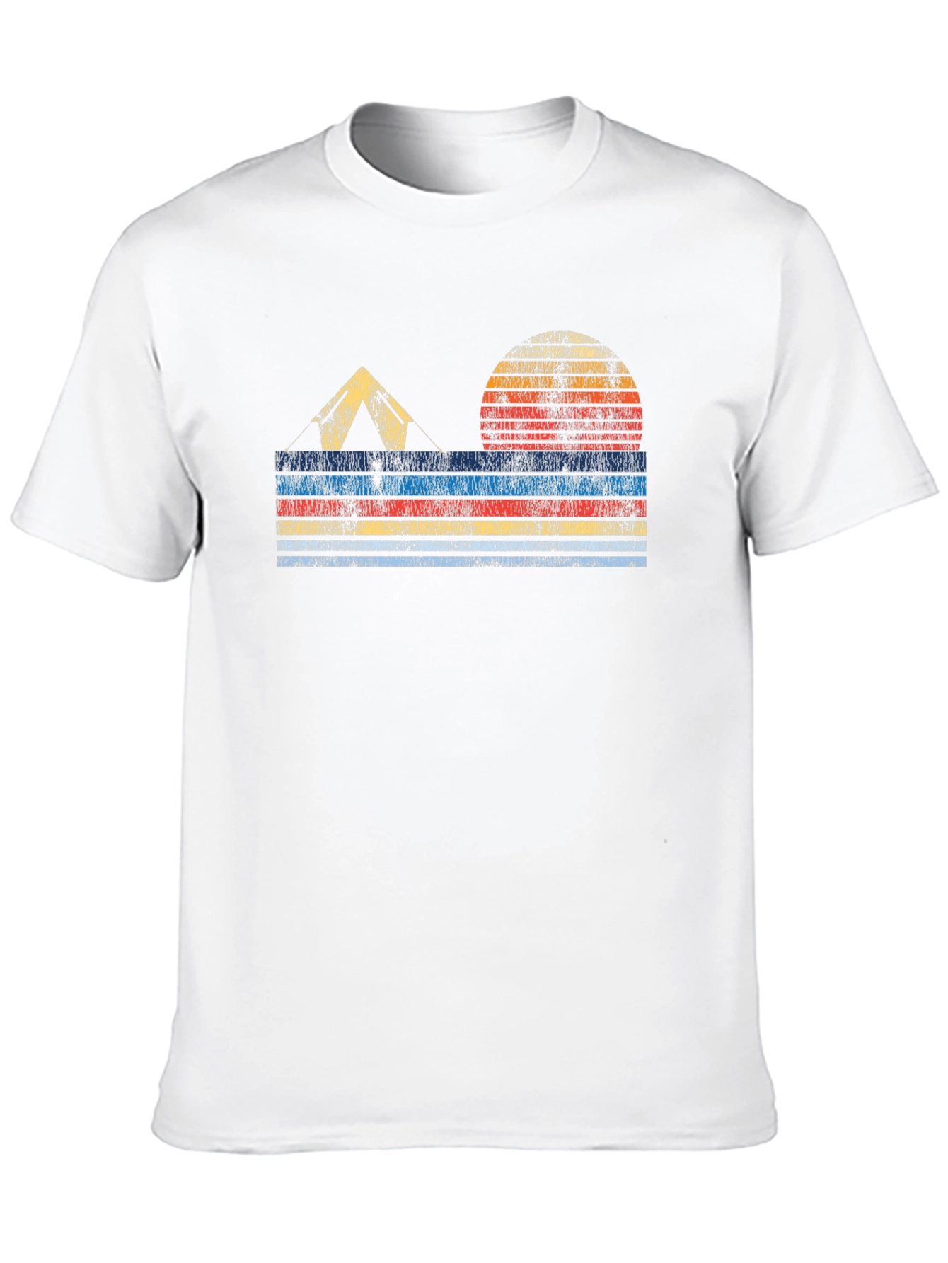 Retro Camping T-Shirt - Tent & Sunset Design