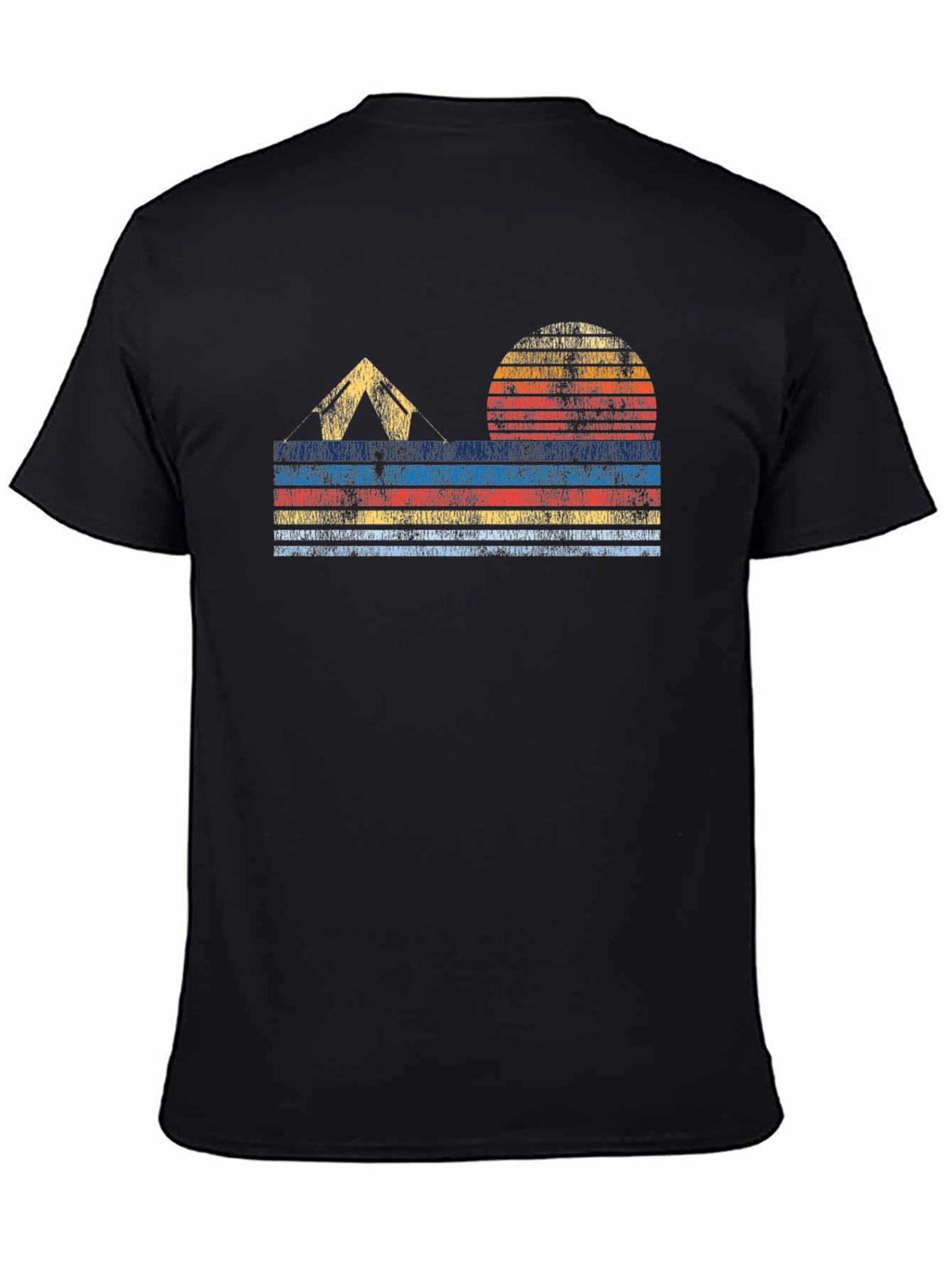 Retro Camping T-Shirt - Tent & Sunset Design