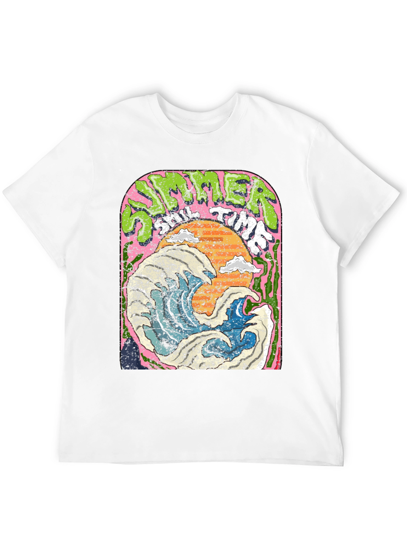 Summer Time Wave Graphic Black T-Shirt