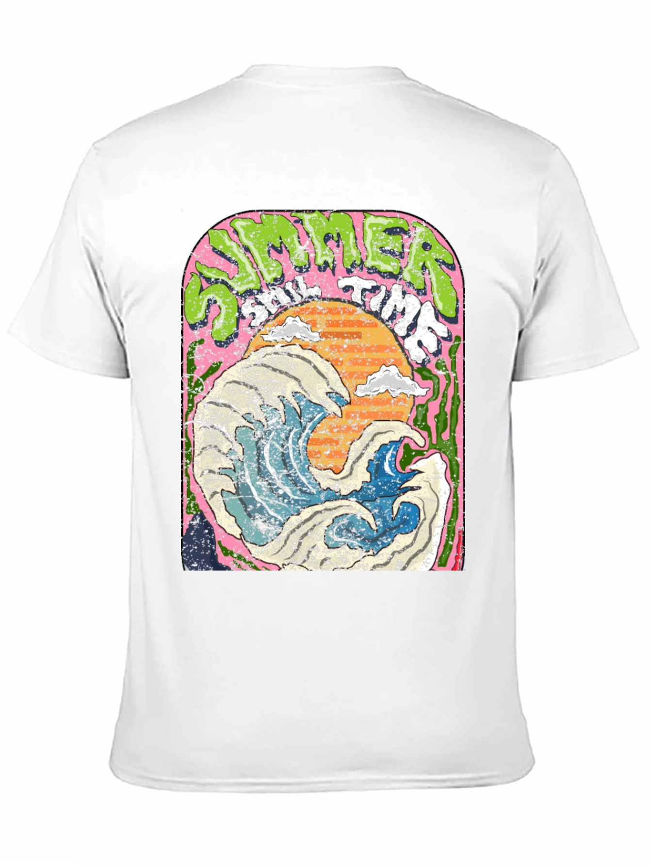 Summer Time Wave Graphic Black T-Shirt