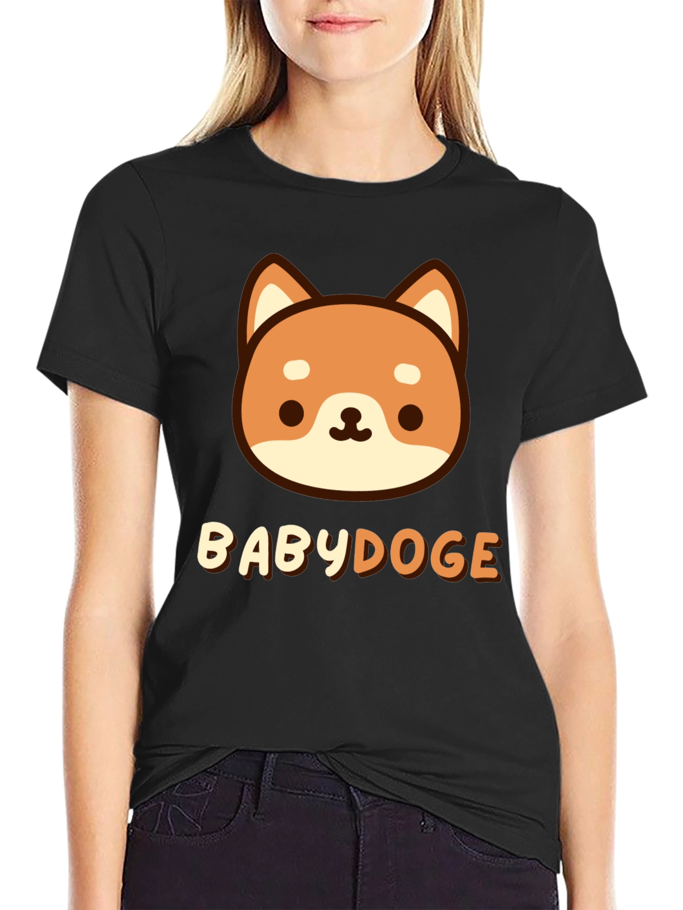 BabyDoge Cartoon Doge T-Shirt - Black