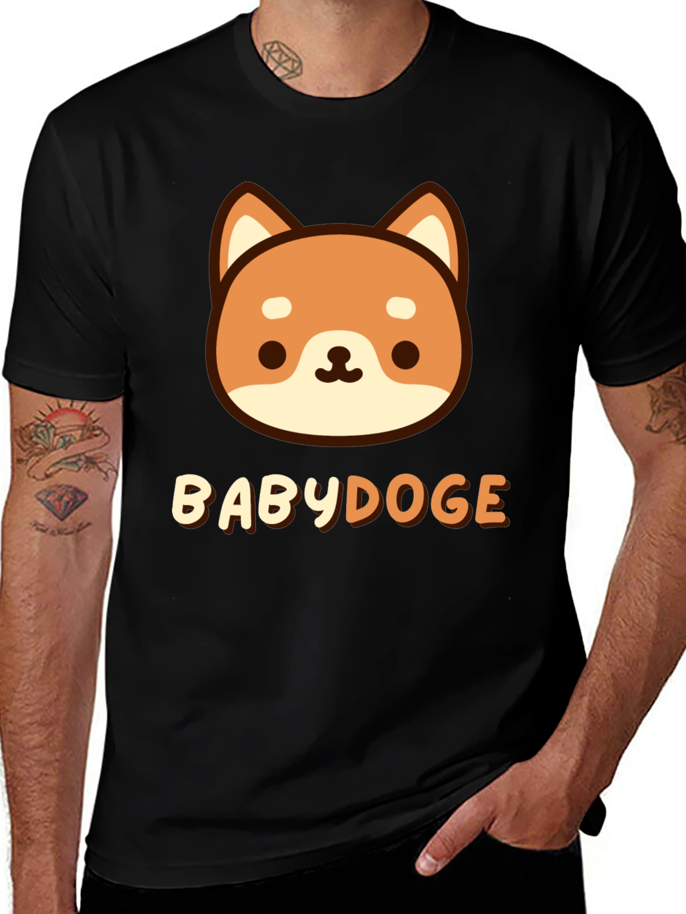 BabyDoge Cartoon Doge T-Shirt - Black