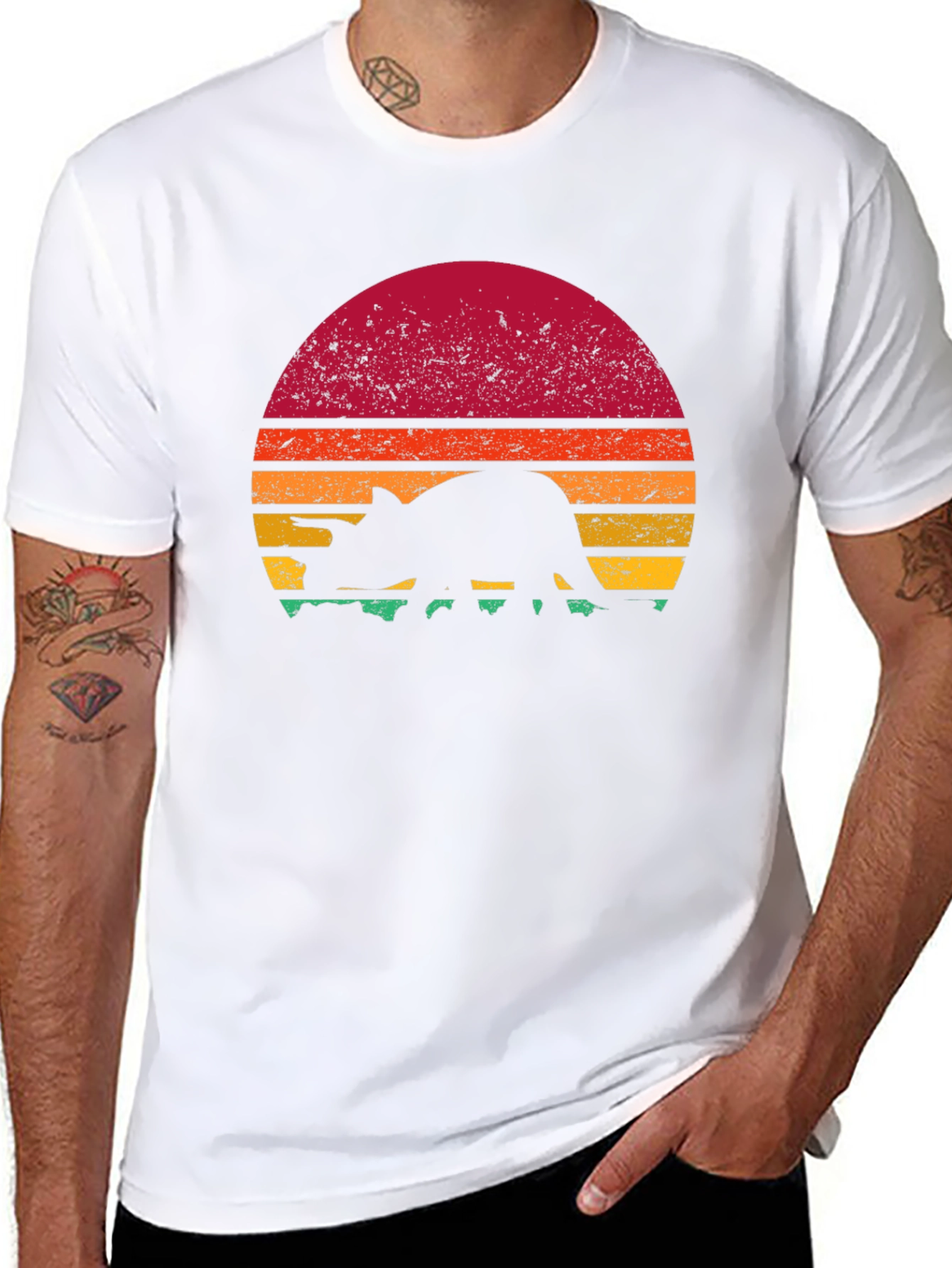 Retro Dinosaur Sunset Graphic T-Shirt