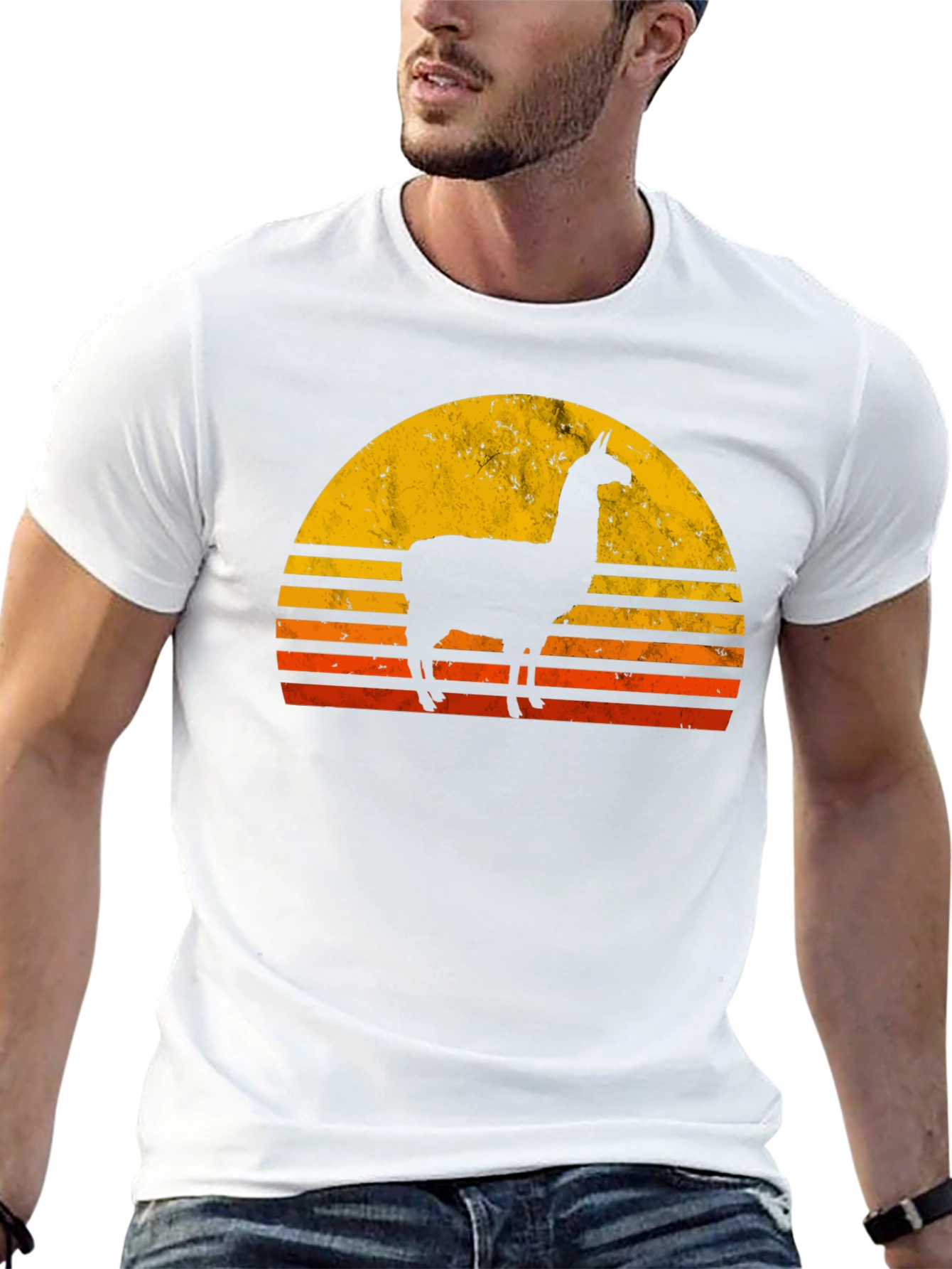 Llama Sunset Graphic T-Shirt - Retro Style
